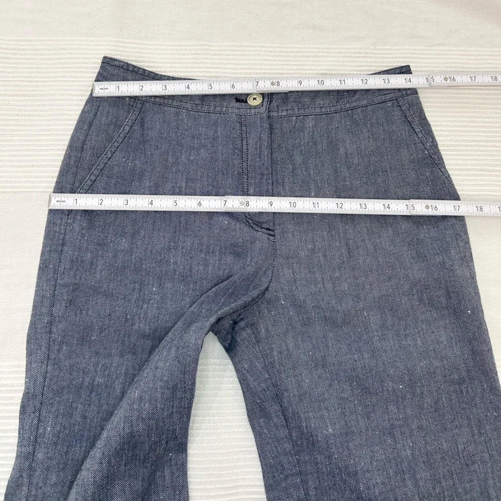 Anthropologie Ett Twa Chambray Linen Ruffle Crop Pants - Picture 8 of 16